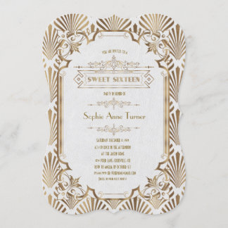 Glam Gold Art Deco Black Gatsby 20 16 . Geburtstag Einladung
