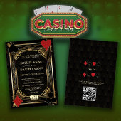 Glam Gold Art Deco Casino QR Code Poker Wedding Einladung