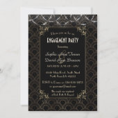 Glam Gold Art Deco Fleur-de-lis Engagement Party Einladung (Vorderseite)