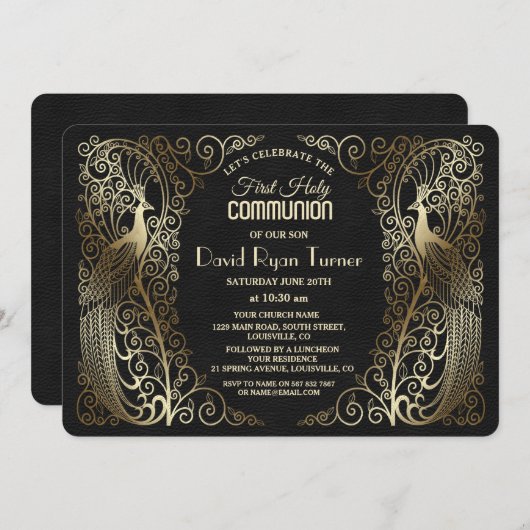 Glam Gold Art Deco Frieden Einladung (Vorne/Hinten)