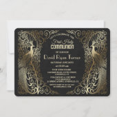 Glam Gold Art Deco Frieden Einladung (Vorderseite)