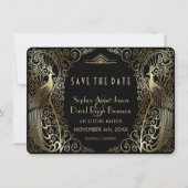 Glam Gold Art Déco-Friedhöfe Hochzeit speichern da Save The Date (Vorderseite)