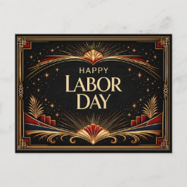 Glam Gold Art Deco Happy Labor Day Feiertagspostkarte