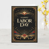 Glam Gold Art Deco Happy Labor Day Karte (Gelbe Blume)