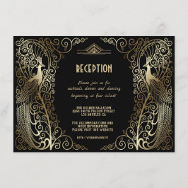 Glam Gold Art Deco Peacocks Senior Empfang Einladung