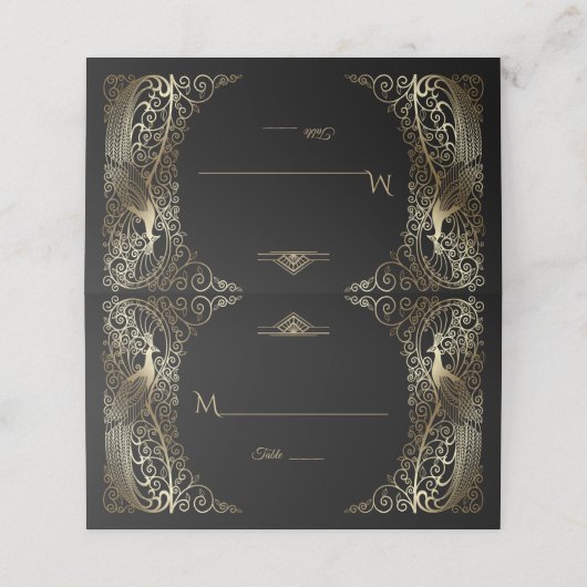 Glam Gold Art Deco Platzkarte (Außenseite Aufgefaltet)