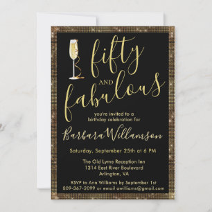 Glam Gold Black 50 & Fabelhaft 50. Geburtstag Einladung
