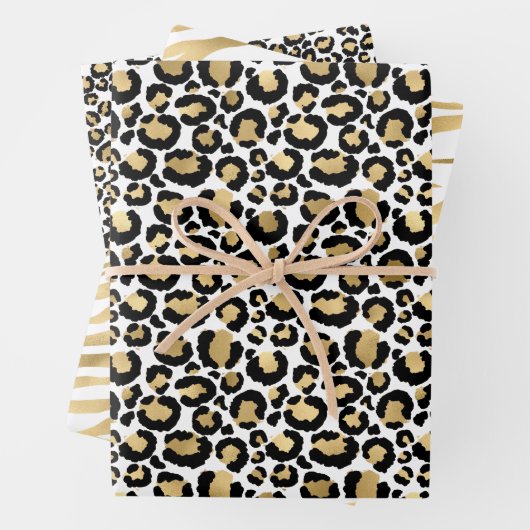 Glam Gold Black Animal Prints Geschenkpapier Set (Beispiel)