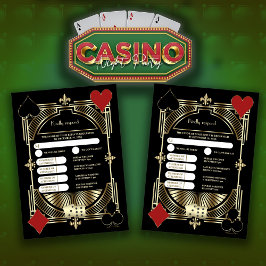 Glam Gold Black Art Deco 20s Hochzeit und Tour RSVP Karte