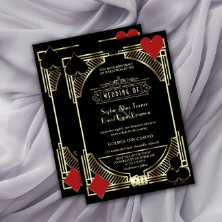 Glam Gold Black Gatsby Style Roaring 20er Hochzeit Einladung