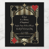 Glam Gold Black Gatsby Style Roaring 20er Hochzeit Weinetikett (Einzelnes Label)