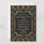 Glam Gold Black Great Gatsby Engagement Party Einladung (Vorderseite)
