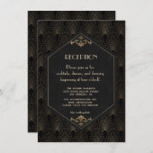 Glam Gold Black Great Gatsby Hochzeitsempfang Begleitkarte (Vorne/Hinten)