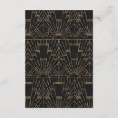 Glam Gold Black Great Gatsby Hochzeitsempfang Begleitkarte (Rückseite)