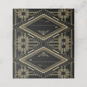 Glam Gold Black Great Gatsby Wedding Platzkarte (Außenseite Aufgefaltet)