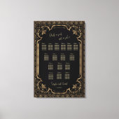 Glam Gold Black Wedding Chart Leinwanddruck (Vorderseite)