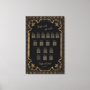 Glam Gold Black Wedding Chart Leinwanddruck