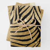 Glam Gold Black Zebra Animal Glitzy Sparkle Geschenkpapier Set (Beispiel)