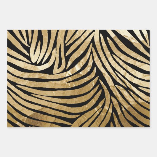 Glam Gold Black Zebra Animal Glitzy Sparkle Geschenkpapier Set (Vorderseite)