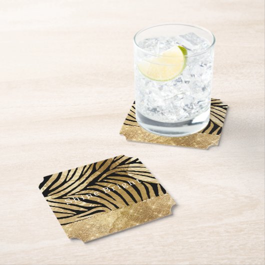 Glam Gold Black Zebra Animal Glitzy Sparkle Untersetzer (Vor Ort)
