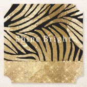 Glam Gold Black Zebra Animal Glitzy Sparkle Untersetzer (Vorderseite)