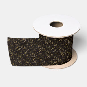 Glam Gold Blätter Muster braun Satinband