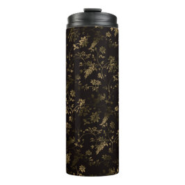 Glam Gold Blätter Muster braun Thermosbecher