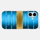 Glam Gold Blue Ribbon Case-Mate iPhone Hülle (Rückseite (Horizontal))