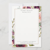Glam Gold Blush Burgund Wasserfarben Rose Blumen Mitteilungskarte (Vorderseite)
