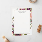 Glam Gold Blush Burgund Wasserfarben Rose Blumen Mitteilungskarte (Vorderseite/Rückseite Beispiel)