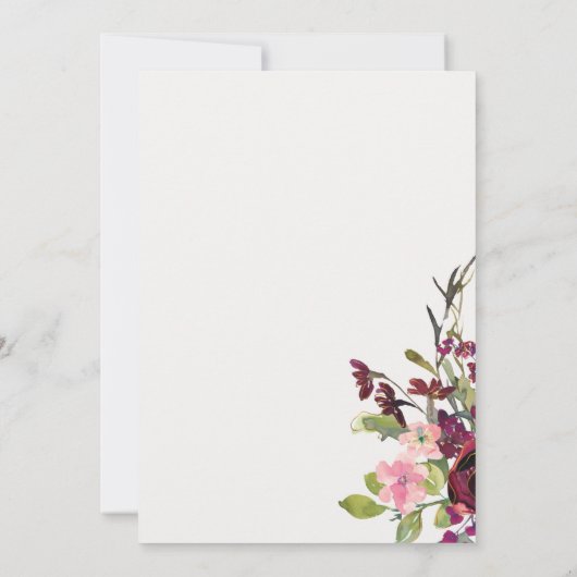 Glam Gold Blush Burgund Wasserfarben Rose Blumen Mitteilungskarte (Rückseite)