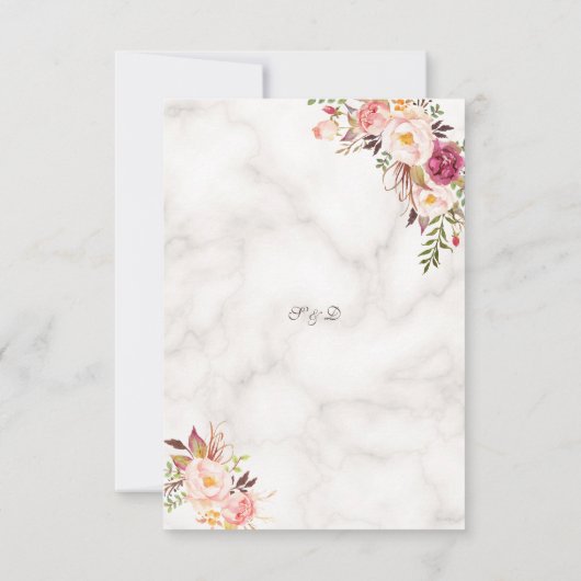 Glam Gold Blush Pink Blumenmarmor Hochzeit RSVP (Rückseite)