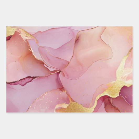 Glam Gold Blush Pink Brautparty Geschenkpapier Set (Vorderseite 3)