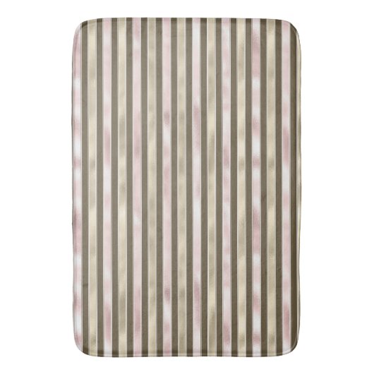 Glam Gold Blush Pink Brown Streifen Badematte (Vorderseite Vertikal)