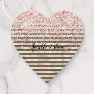 Glam Gold Blush Pink Brown Streifen Girl Glitzer Geschenkanhänger