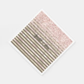 Glam Gold Blush Pink Brown Streifen Girl Glitzer Serviette (Ecke)