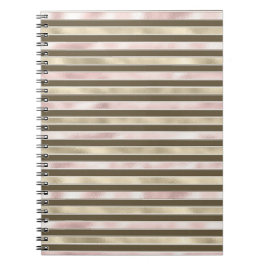 Glam Gold Blush Pink Brown Streifen Notizblock