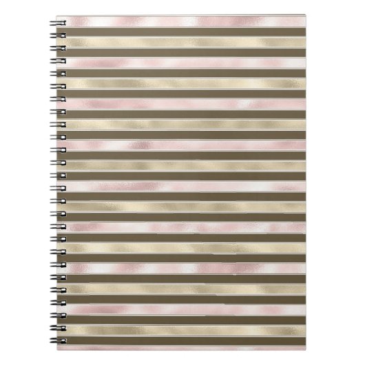 Glam Gold Blush Pink Brown Streifen Notizblock (Vorderseite)