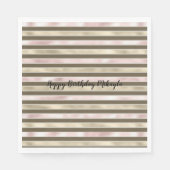 Glam Gold Blush Pink Brown Streifen Serviette (Vorderseite)
