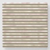 Glam Gold Blush Pink Brown Streifen Steinuntersetzer (Vorderseite)