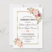 Glam Gold Blush Pink Floral Engagement Party Einladung (Vorderseite)