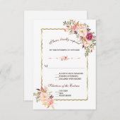 Glam Gold Blush Pink Floral Wedding RSVP (Vorne/Hinten)