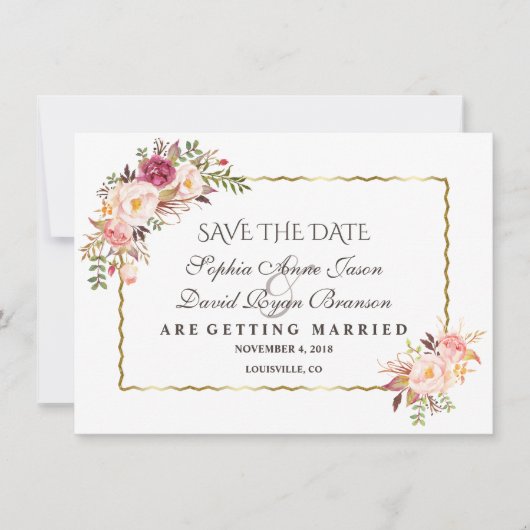 Glam Gold Blush Pink Save the Date (Vorderseite)