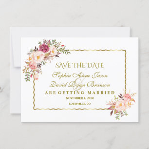 Glam Gold Blush Pink Save the Date
