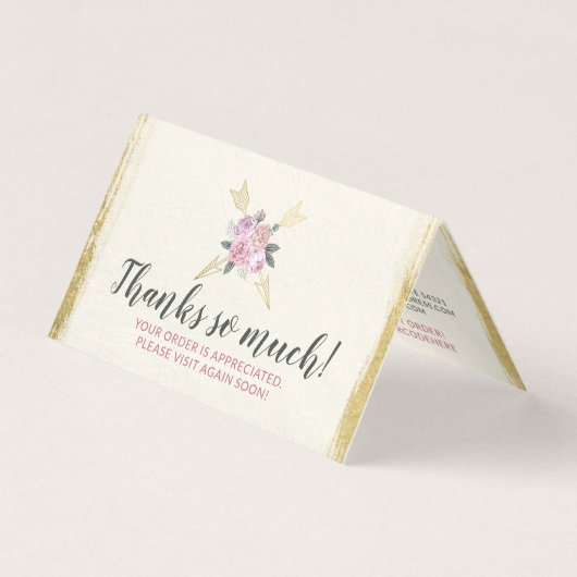 Glam Gold Bohemische Blumenpfeile Danke Karte (Vorderseite)