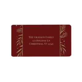 Glam Gold Botanischer Maroon Return Labels Adressaufkleber