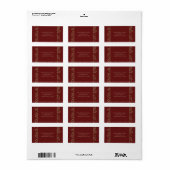 Glam Gold Botanischer Maroon Return Labels Adressaufkleber (Vorne)