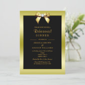 Glam Gold Bow & Black Probe Dinner Einladung (Stehend Vorderseite)