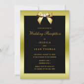 Glam Gold Bow & Black Wedding Empfang Einladung (Vorderseite)