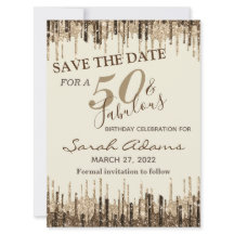 Glam Gold Brown Tropfen 50 Fab Geburtstag Save the